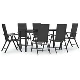  7-dijelni vrtni blagovaonski set od poliratana crni | shoptok.hr