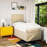 vidaXL Box spring postelja z vzmetnico krem 100x200 cm blago, (21308056) | Shoptok.si