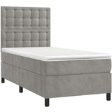  Box spring postelja z vzmetnico LED svetlo siva 90x200 cm žamet, (20789283) | Shoptok.si