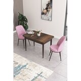 Hanah home trpezarijski set Nil, sto i 2 stolice, ploča u dekoru drveta Baroque, roze tkanina Babyface | Eponuda.com