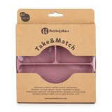 Petite&Mars Silikonski okrogel krožnik s predelki in priseskom 6 m+ Take&Match, Dusty Rose | Shoptok.si