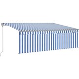  Automatska tenda s roletom i senzorom LED 4 x 3 m plavo-bijela | shoptok.hr