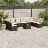  11-dijelni set vrtnih sofa od poliratana s jastucima smeđi | shoptok.hr