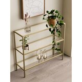 Hanah home trospratna metalna konzola sa staklenim policama 100 × 85 × 30 cm, zlatni ram, providno staklo Cene