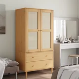 vidaXL Garderobna omara SENJA videz ratana rjava 90x55x175 cm borovina