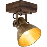QAZQA Industrijski stropni reflektor bron z lesom 18 cm - Mango