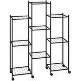 Furnova Stojalo za rože s kolesi 83x25x103,5 cm črno železo, (21920478) | Shoptok.si
