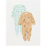 LC Waikiki V-Neck Long Sleeve Printed Baby Boy Rompers 2-Pack