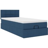 vidaXL Otomanski posteljni okvir z vzmetnico moder 90x190 cm blago, (21609293) Cene
