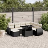 Maison Chic Seti vrtnega pohištva - Vrtna garnitura - Vrtni pohištvo set 8-delna z blazinami črn poli ratan, (21800357) | Shoptok.si