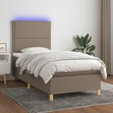  box spring s madracem LED smeđesivi 90x200 cm tkanina | shoptok.hr