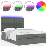 vidaXL Otomanski posteljni okvir z vzmetnico siv 140x200 cm blago | Shoptok.si