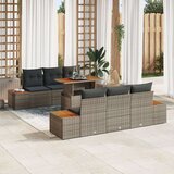  7-dijelni set za vanjsko blagovanje s jastučićima sivi Poly Rattan akacija | shoptok.hr
