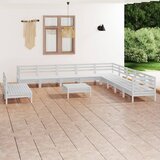 The Living Store Vrtna sedežna garnitura 12-delna trdna borovina bela - Vrtna Sedežna Garnitura, (21479365) | Shoptok.si