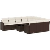 vidaXL 11-dijelni set vrtnih sofa od poliratana s jastucima smeđi | shoptok.hr