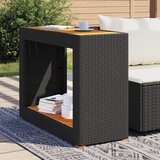  Vrtni bočni stolić s drvenom pločom crni 100x40x75 cm poliratan | Eponuda.com