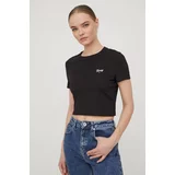 Tommy Jeans Bombažna kratka majica ženski, črna barva