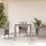 vidaXL Vrtni stol sa staklenom pločom sivi 90x90x75 cm od poliratana | shoptok.hr