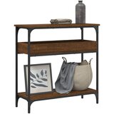 vidaXL Konzolna mizica s polico rjavi hrast 75x29x75 cm inž. les | Shoptok.si