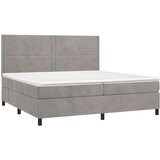  Krevet s oprugama i madracem svjetlosivi 200x200 cm baršunasti | shoptok.hr