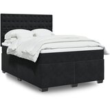  The Living Store Box spring posteljni z vzmetnico črn 140x190 cm žamet - Box Spring Postelja, (21516172) | Shoptok.si