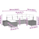 Sjedeća garnitura za vrt 6 kom. Smeđa poliratan 184 x 62 x 85 cm | Shoptok.si