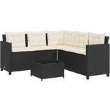 vidaXL Vrtna sofa L-oblika sa stolom i jastucima crna od poliratana | shoptok.hr