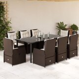 vidaXL 9-dijelni vrtni blagovaonski set s jastucima poliratan smeđi | shoptok.hr