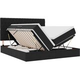 vidaXL Krevet s LED trakama s uzglavljem Crna 200 x 200 cm Baršun - Crna 200 x 200 cm Dizajn s jastučićima | shoptok.hr
