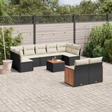  10-dijelni set vrtnih sofa s jastucima crni od poliratana | shoptok.hr
