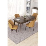 Hanah home trpezarijski set Nef, sto na razvlačenje i 4 stolice, ploča u dekoru drveta Baroque, kapućino tkanina Jerry | Eponuda.com