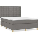  Box spring postelja z vzmetnico temno siva 140x200 cm blago, (20726230) | Shoptok.si