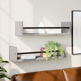 Maison Chic 2 kosi Stenske Police - Viseče police s prečkami siva sonoma 60x16x14 cm, (21793295) | Shoptok.si