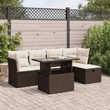  6-dijelni set vrtnih sofa od poliratana s jastucima smeđi | shoptok.hr
