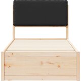 vidaXL Posteljni okvir z oblazinjenim vzglavjem Črna 90 x 190 cm | Shoptok.si