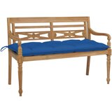 vidaXL Klupa Batavia s plavim jastukom 120 cm od masivne tikovine Cijene