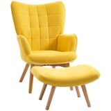 Nesta U&amp;scaron;esni relax fotelj z oporo za noge, rumen, naslonjalni stol z lesenimi nogami, rebrasta tkanina, udoben lounge stol za spro&amp;scaron;čeno sedenje, (5000493409) Slike