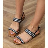 Gemre Black flat sandals with braid and rhinestones Sevina | Shoptok.si
