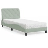  Krevet s madracem svjetlosivi 90x190 cm baršunasti | shoptok.hr