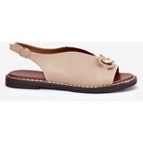 Boto Flat Heeled Sandals With Decoration Eco Leather Beige Tillireta | Shoptok.si