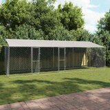  Kavez za psa s krovom Srebrno 800 x 200 x 256 cm Čelik i PE | shoptok.hr