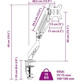 vidaXL Enotna nosilec za monitor za do 27'' zaslon plinska vzmet 10 kg | Shoptok.si