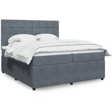vidaXL Box spring postelja z vzmetnico temno siva 200x200 cm žamet Cene