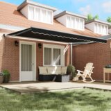 vidaXL Avtomatska retraktibilna tenda Črna 450x300 cm, Zamenjava tkanine za tenda 4.5x3 m okvir Črna | Shoptok.si