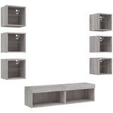  8-dijelni zidni TV elementi s LED svjetlima boja sivog hrasta | shoptok.hr