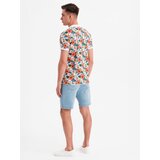 Ombre Cotton polo shirt with floral print - white | Shoptok.si