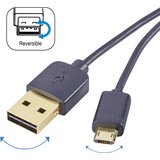 Renkforce USB kabel USB 2.0 USB-A vtič\, USB-mikro-B vtič 1.00 m črna primeren za obojestranski priključek \, pozlačeni konektorji RF-4139064, (20416061) | Shoptok.si