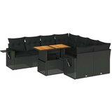 vidaXL 9-dijelni set vrtnih sofa s jastucima crni od poliratana | shoptok.hr
