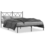 vidaXL Kovinski posteljni okvir z vzglavjem črn 140x200 cm