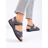 Shelvt Women's light blue sandals on a low wedge | shoptok.hr